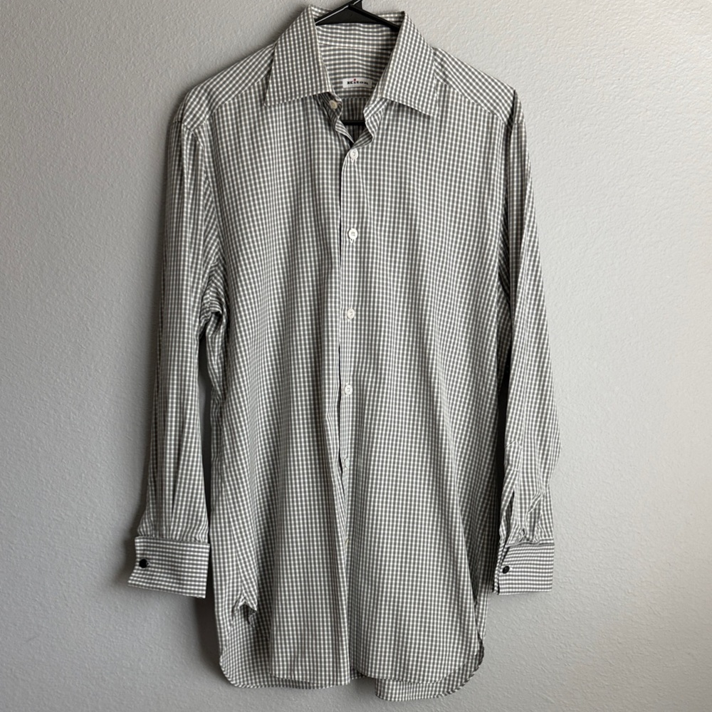 Kiton Black and White Checkered Casual Shirt